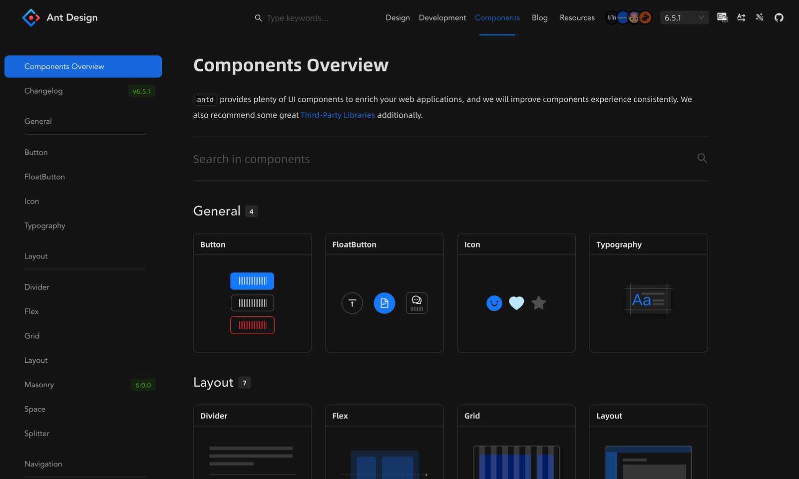 Ant Design: an enterprise library with 60+ components. Source: ant.design