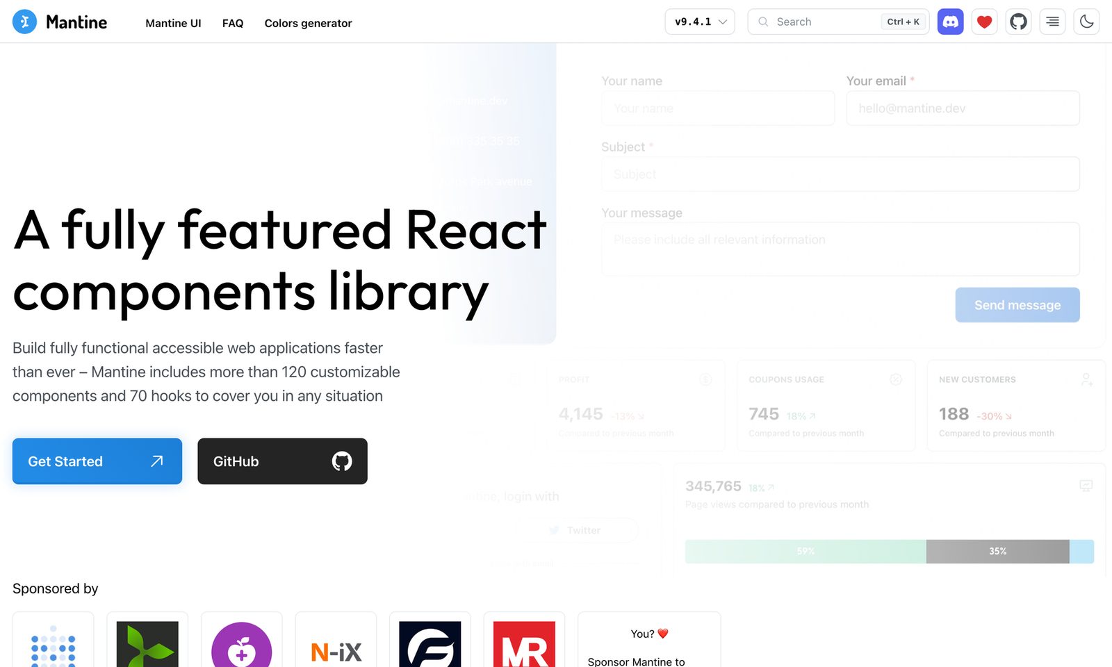 Mantine: a large open-source React component set. Source: mantine.dev
