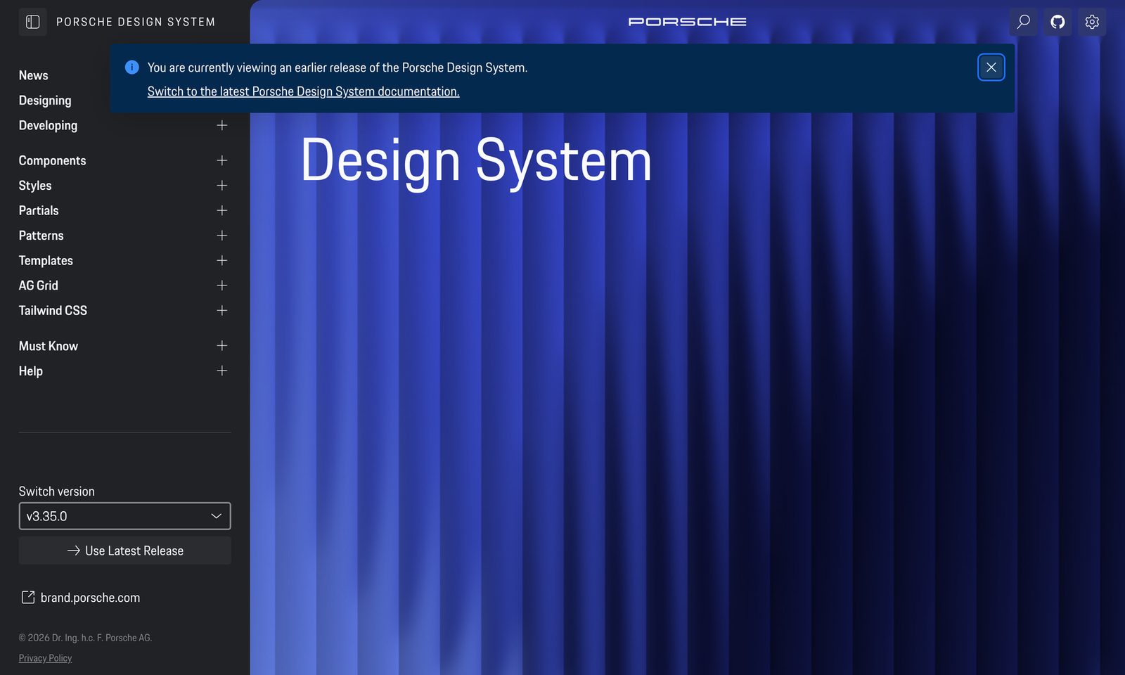 The Porsche Design System: brand-driven and tightly art-directed. Source: designsystem.porsche.com