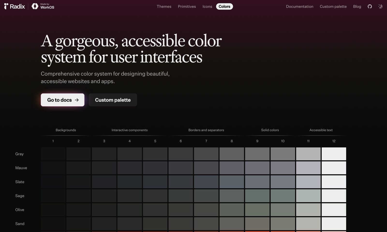 Radix Colors: an accessible, scale-based colour token system. Source: radix-ui.com/colors