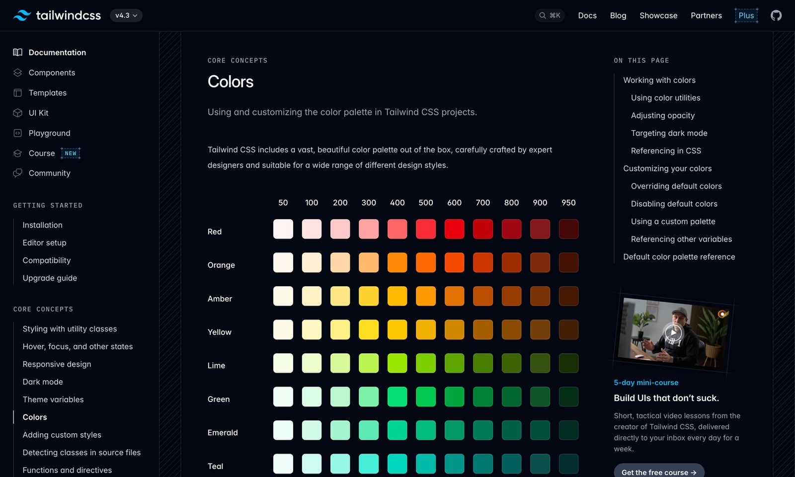 Tailwind’s numbered colour scales as primitive tokens. Source: tailwindcss.com